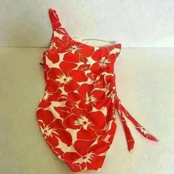 Vince Camuto NWT Tangerine One Shoulder One Piece Swimsuit MSRP $108 Women Sz 10 - Picture 7 of 12